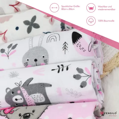 Zdjęcie produktu dla Pieluchy moltonowe, 80x80 cm, 8 sztuk, 100% bawełna, dla niemowląt