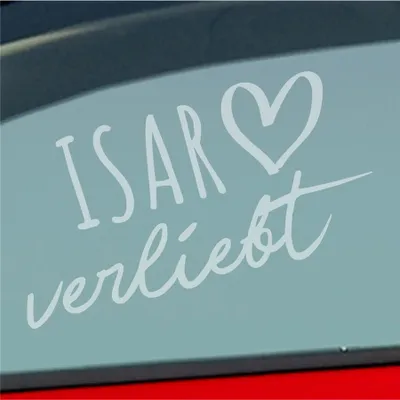 Produktbild von Auto Aufkleber Isar verliebt Herz Fluss River Wasser Water Liebe Car 19x10 cm Milchglas Sticker Heckscheibenaufkleber