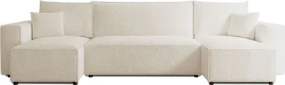 Produktbild von Selsey Scarlo - Wohnlandschaft mit Schlaffunktion, Stauraum und Bouclé-Bezug, creme