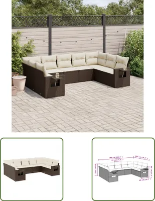 Produktbild von The Living Store 9-tlg. Garten-Sofagarnitur mit Kissen Braun Poly Rattan