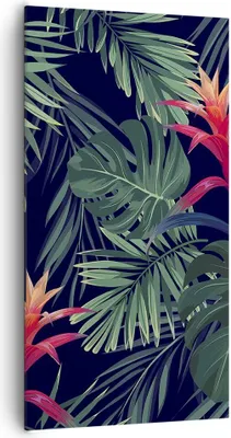 Produktbild von Bild auf Leinwand - Leinwandbild - Einteilig - Exotisch Blumen Blätter - 65x120cm - Wand Bild - Wanddeko - Wandbilder - Leinwanddruck - Bilder - Wanddekoration - Leinwand bilder - PA65x120-4308
