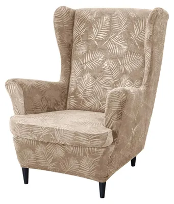Produktbild von BEZUG für OHRENSESSEL Muster GEPRÄGTE PALMENBLÄTTER VELOURS BEIGE
