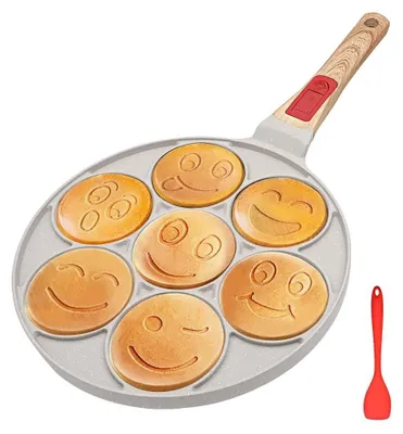 Immagine prodotto di Omgoods - Padella per pancake con 7 fori - Antiaderente, adatta per induzione e forno