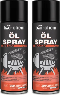 Produktbild von bio-chem Öl Spray BBQ Care – Airfryer Öl Spray & Backtrennspray – Rapsöl Trennspray für Grill, Pfanne & Backform – Antihaft, hitzebeständig bis 180 °C 2x 200 ml