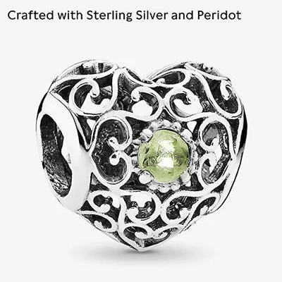 Produktbild von PANDORA Damen-Charm August Herz 925 Silber Peridot grün - 791784PE