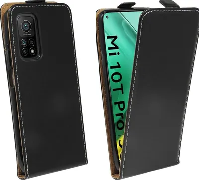 Zdjęcie produktu dla cofi1453® Etui z klapką kompatybilne z XIAOMI MI 10T PRO Etui na telefon komórkowy składane pionowo z klapką w kolorze czarnym