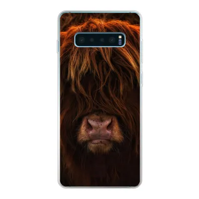 Produktbild von MuchoWow® Handyhülle Schutzhülle Hülle für Samsung Galaxy S10 Plus Schottischer Highlander - Kuh - Schwarz - Porträt Silikon Softcase Handy Hülle - Schutzhülle