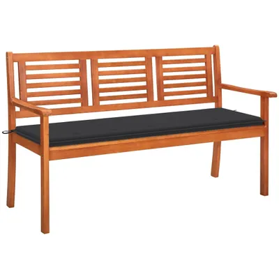 Image de banc de jardin 3 places avec support 150 cm en bois massif d'eucalyptus