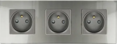 Produktbild von DC Smart Home Dreifach Glas-Steckdose Grau mit Schutzkontakt