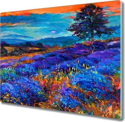Produktbild von Coloray Hackbrett Küchenbrett Kochplattenabdeckung Schneidebrett Herdabdeckplatte 60x52 cm - Baum Blumen Natur