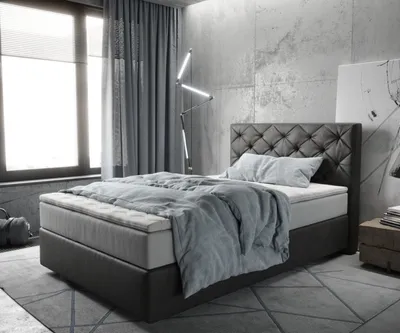 Produktbild von DELIFE Boxspringbett Dream-Great 120x200 cm Mikrofaser Anthrazit Vintage mit TFK Matratze und Visco Topper