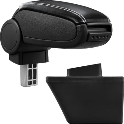 Produktbild von [pro.tec] Mittelarmlehne Passgenau für Opel Meriva A in den Baujahren 2003 - 2010 - Armauflage mit Staufach - gepolstert - schwarz Kunst-Leder mit weissen Nähten