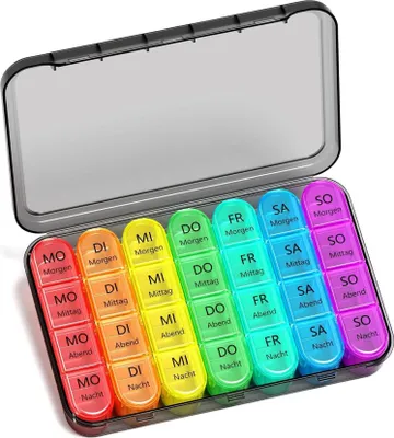 Immagine prodotto di Scatola per compresse 7 giorni BPA free Scatola per medicinali 4 scomparti nero