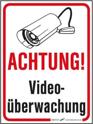 Produktbild von Hinweisschild Schild - Achtung ! Videoüberwachung - Gr. ca. 5 cm  x 6,6 cm - 308815/3