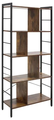 Produktbild von Bücherregal, Schmal Standregal Regal mit 5 Ebenen, Büroregal für Wohnzimmer, 77 x 30 x 157,5 cm, Rustikales Braun