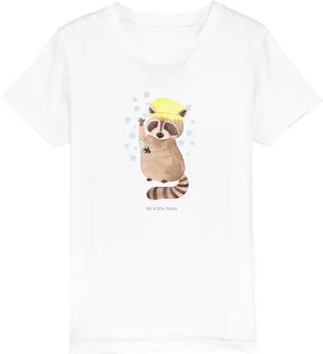 Produktbild von Mr. & Mrs. Panda Kleinkinder T-Shirt Waschbär 9-11 Jahre (134/146) - Weiß - Geschenk, Kinder Baumwollshirt, Kinder-T-Shirt, Lustige Sprüche, Tagträumen, Seifenblasen