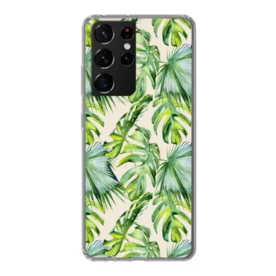 Produktbild von MuchoWow® Handyhülle Schutzhülle Hülle für Samsung Galaxy S21 Ultra Blätter - Muster - Monstera Silikon Softcase Handy Hülle - Mobiltelefon