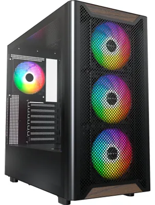 Produktbild von Montech XR Wood, Midi Tower, PC, Schwarz, ATX, micro ATX, Mini-ITX, Walnussholz, Multi