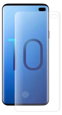 A screen protector is shown laid over a smartphone screen.