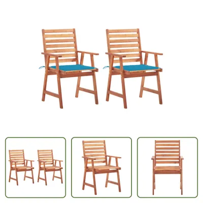 Produktbild von The Living Store Garten-Essstühle 2 Stk. mit Kissen Massivholz Akazie