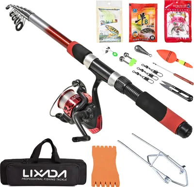 Produktbild von Lixada Angelgeraet Set mit 2.1m Teleskop Fiberglas Angeln Meer Rod Spinning Angelrolle Angelkoeder Haken Angeltasche Kit Seewasser Suesswasser Anzuege Professionelle Reise Angeln Pole Rod Set