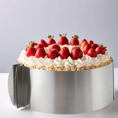 Obrázok produktu pre Nastaviteľný tortový kruh 16-30 cm, Výška 5 cm, Hranatý pečiaci kruh s rukoväťou, Nerezová oceľ, na torty