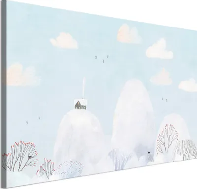 Produktbild von LUMASOUL Leinwand Bilder 90x60 cm, Leinwandbild Winter Motiv 1, Wandbilder Holzrahmen und Webstuhl Wohnzimmer und Schlafzimmer, 1 teilig