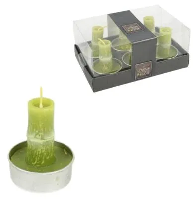 Image de Bougies chauffe-plat en bambou vert, 5 cm, lot de 6 | lot de 24