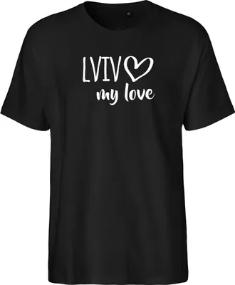 Produktbild von Huuraa Herren T-Shirt Lviv my love XXL Black Bio Baumwolle Fairtrade Herrenshirt Geschenkidee