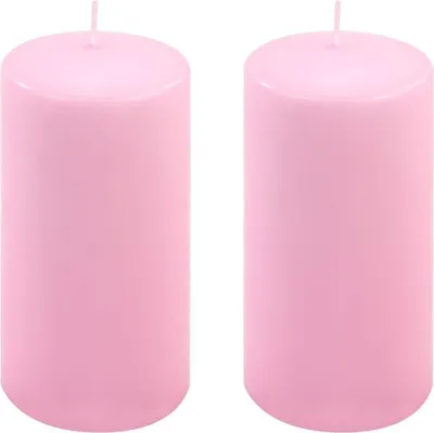 Zdjęcie produktu dla Zestaw świec słupkowych, 15 cm, Ø 7,5 cm, różowy, 2 sztuki.