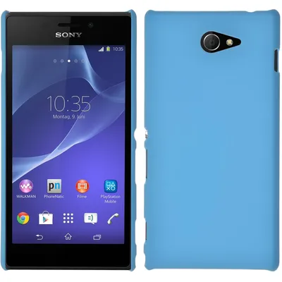 Produktbild von PhoneNatic Case kompatibel mit Sony Xperia M2 - Hülle hellblau gummiert Hard-case + 2 Schutzfolien