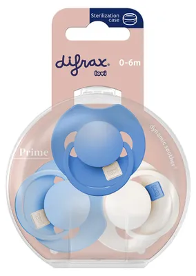 Produktbild von Difrax Prime Tutti Frutti Schnuller – 0–6 Monate – 3 Stück - Ultramarine Blue | Difrax