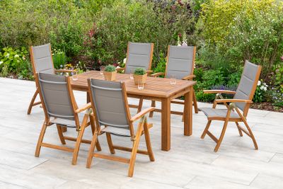 Merxx Gartenmöbelset "Acapulco" 7tlg. - Akazie mit Textilbespannung grau - 50120-309