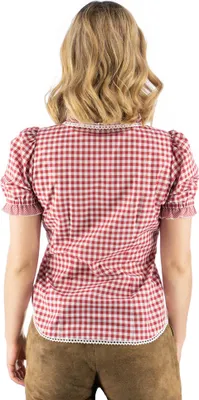 Produktbild von Trachtenbluse Carmenbluse für trachten lederhosen bluse kariert, Farbe:Rot, Größe:40/L