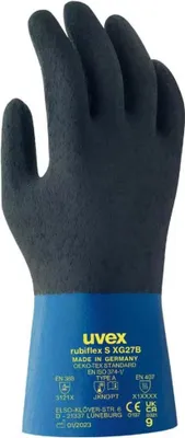 Produktbild von uvex rubiflex S XG27B Chemikalienschutzhandschuh blau/schwarz 7