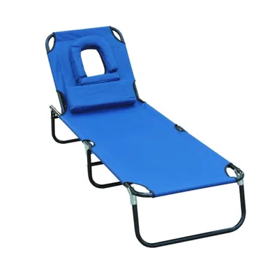 Produktbild von Sonnenliege klappbar, Gartenliege mit Kopfkissen Liegestuhl mit 4-Fach verstellbare Rückenlehne Campingliege, Gartenstuhl für Garten