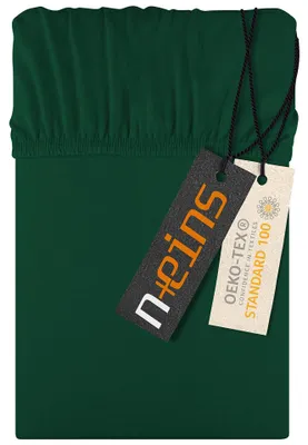 Immagine prodotto di Lenzuolo con angoli, 100% cotone, color verde scuro, dimensioni 140 x 190-200 cm