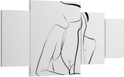 Produktbild von Bild auf Leinwand - Leinwandbild - 4 Teile - Frau Linien Minimalismus - 160x90cm - Wand Bild - Wanddeko - Wandbilder - Leinwanddruck - Bilder - Wanddekoration - Leinwand bilder - DL160x90-4488