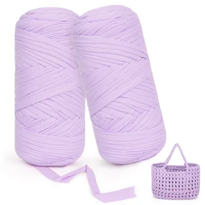 Zdjęcie produktu dla Przędza tekstylna do szydełkowania, 400g, o grubości 2 cm, kolor fioletowy, poliester, idealna do rękodzieła i projektów DIY