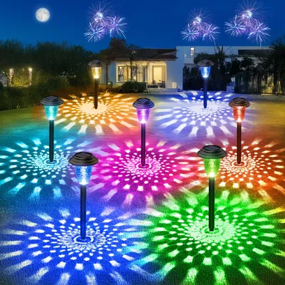 Produktbild von BUCASA 8 Stück Solarlampen für Außen Garten mit Wärme LED und 7 RGB Modi