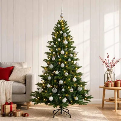 Immagine prodotto di Albero di Natale artificiale con decorazioni natalizie, altezza 150 cm, 150 luci LED