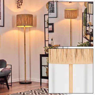 Produktbild von Mila Stehlampe aus Holz/Metall und Schirm aus Bast