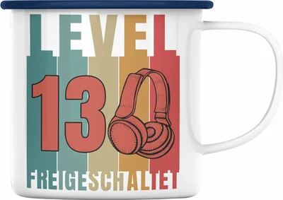 Produktbild von Trendation - 13. Geburtstag Junge Lustige Gamer Emaille Tasse Zocker Geschenk Gamer Gamergirl Geschenkidee Geburtstag 13er Geburtstag (Blau)