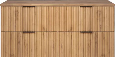 Zdjęcie produktu dla Szafka łazienkowa, dąb craft + czarny uchwyt, 120 x 57 x 46 cm