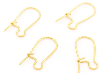 Produktbild von Vintageparts Kidney Ohrhaken Messing 18K Goldbeschichtung offenes Fädelloch 20x9mm, 4 Stück