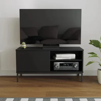 Produktbild von TV-Schrank Dallas 1D, 1-Tür TV-Lowboard, Wohnzimmerschrank, mit Push to Open system (Farbe: Schwarz)