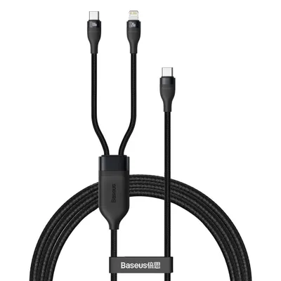 Zdjęcie produktu dla Baseus Flash Series 2w1 USB Typ C - USB Typ C / Lightning Schnellladekabel Power Delivery Quick Charge 100 W 1,2 m schwarz (CA1T2-F01)