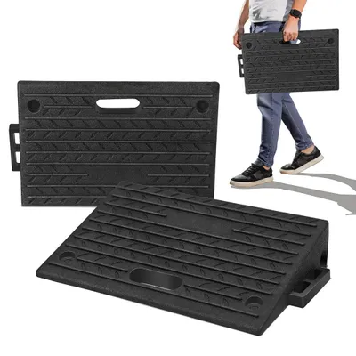 Produktbild von Vigevee 2x Auffahrrampe Bordsteinrampe Gummi mit Griff  Rampe Verladerampe Laderampe Set Paar Rollstuhlrampe