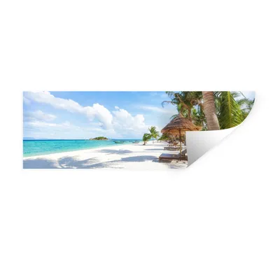 Produktbild von MuchoWow® Wandtattoo Wandsticker Wandaufkleber Strand - Meer - Palmen 120x40 cm Selbstklebend und Repositionierbar - Repositionierbar - Wasser abweisend