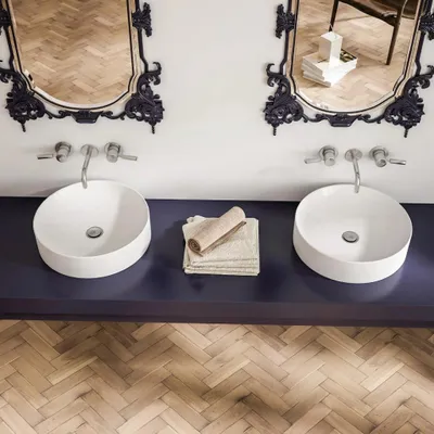 Produktbild von Aufsatzwaschbecken ohne Hahnloch 43 cm Keramik Aufsatzwaschbecken Waschtisch | 3043